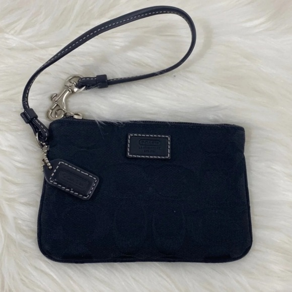 Coach Black Signature Canvas Wristlet - Picture 1 of 5